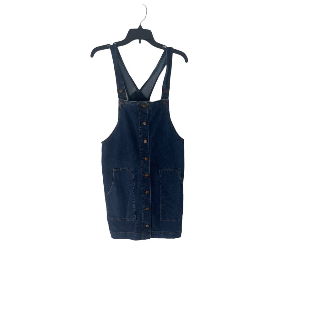 Blue Spice Women's Size Large Denim Button Up Overall Bib Jean Dress